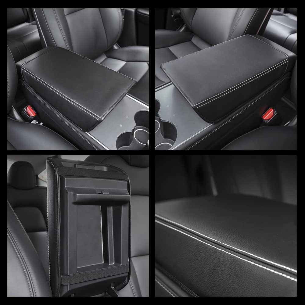 Car Armrest Cover for Tesla Model 3 Y PU Leather Center Console Protector Pad Automobile Waterproof Box Mat 2017-2022 2023 2024 Interior Decor Accessories