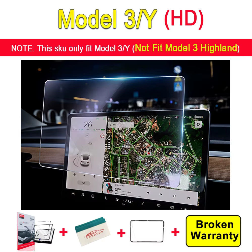 HD Matte Tempered Glass Screen Protector for Tesla Model 3 Y Highland Accessories 2024 2023 2022 Center Display Film Anti-Glare