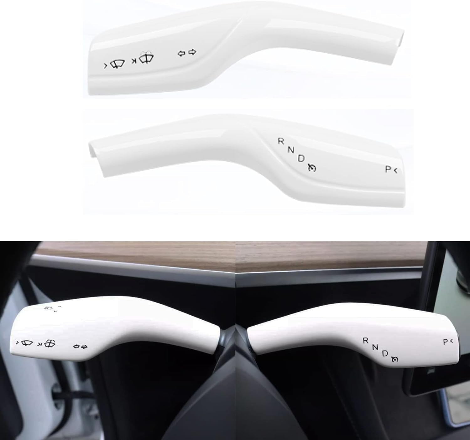 Steering Lever Cover for Tesla Model 3/Y, Gear Shift Cover Accessory - Decorative Cover (White)