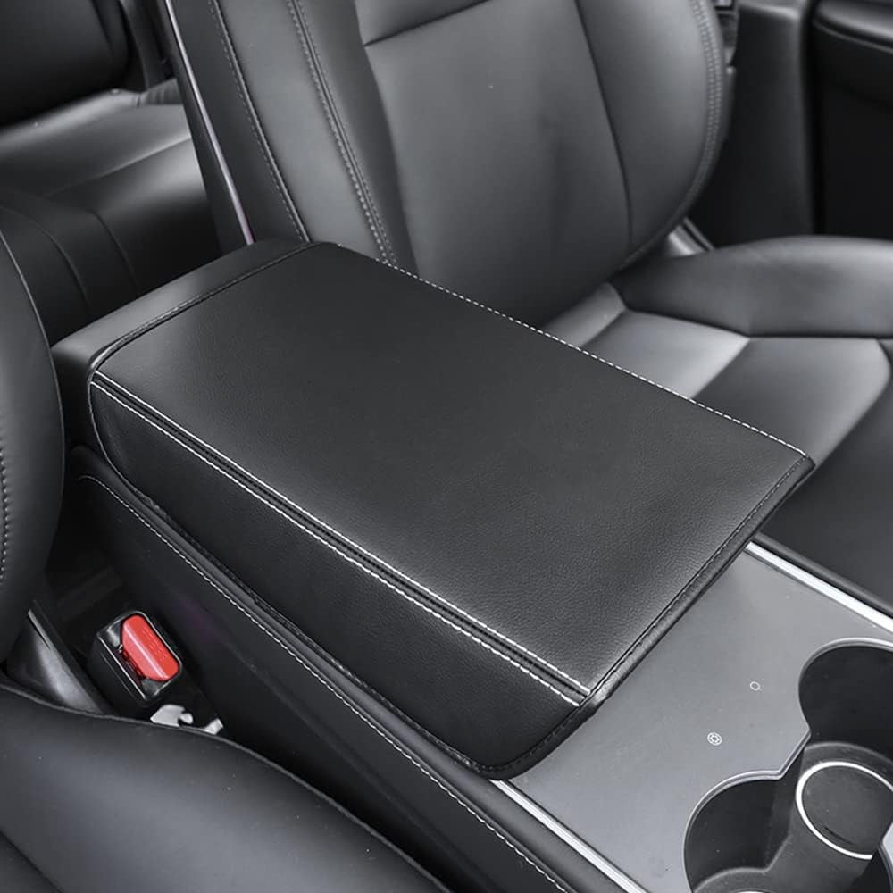 Car Armrest Cover for Tesla Model 3 Y PU Leather Center Console Protector Pad Automobile Waterproof Box Mat 2017-2022 2023 2024 Interior Decor Accessories